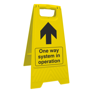 Social Distancing - One Way System In Operation Floor Stand