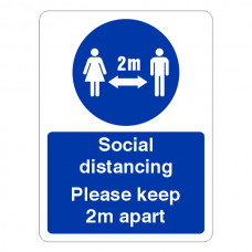 Social Distancing - Please Keep 2m Apart Sign
