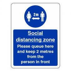 Social Distancing Zone - Please Queue Here Sign