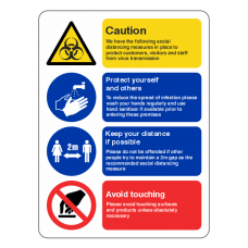 Social Distancing Measures Sign – Health and Safety Hygiene Virus Risk Sign