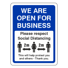 Social Distancing - We Are open For Business Sign