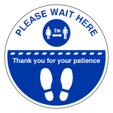 Please Wait Here Temporary Floor Sticker