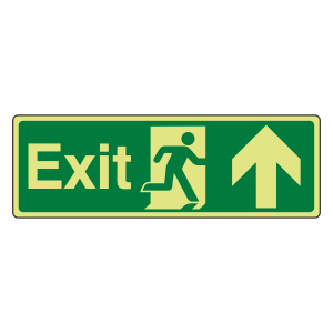 Photoluminescent Exit Arrow Up Sign