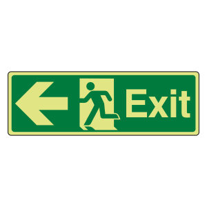 Photoluminescent Exit Arrow Left Sign