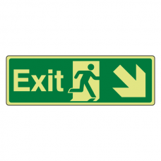 Photoluminescent Exit Arrow Down Right Sign