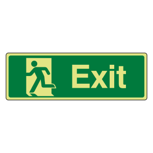 Photoluminescent Final Exit Man Left Sign