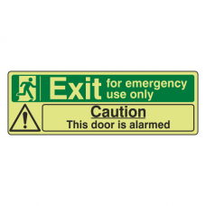 Photoluminescent Exit For Emergency Use Only / Door Alarmed Sign