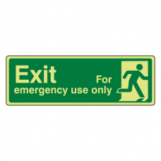 Photoluminescent Exit For Emergency Use Only Sign (man right)
