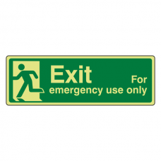Photoluminescent Exit For Emergency Use Only Sign (man left)