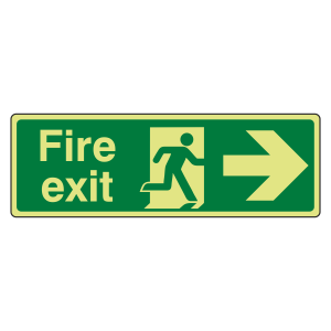 Photoluminescent Fire Exit Arrow Right Sign