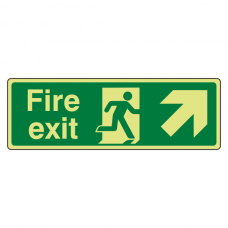 Photoluminescent Fire Exit Arrow Up Right Sign