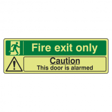 Photoluminescent Fire Exit Only / Door Alarmed Sign
