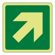 Photoluminescent Green Diagonal Arrow Sign