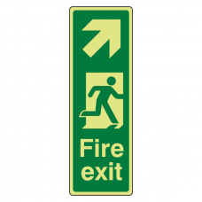 Photoluminescent Portrait Fire Exit Arrow Up Right Sign