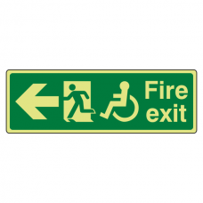 Photoluminescent Wheelchair Fire Exit Arrow Left Sign