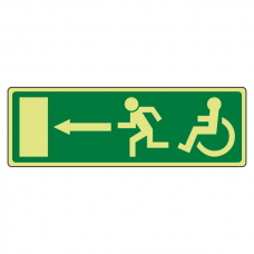 Photoluminescent EC Wheelchair Fire Exit Arrow Left Sign