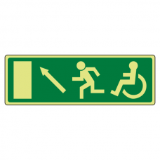 Photoluminescent EC Wheelchair Fire Exit Arrow Up Left Sign