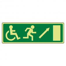 Photoluminescent EC Wheelchair Fire Exit Arrow Up Right Sign