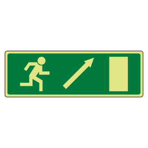 Photoluminescent EC Fire Exit Arrow up Right Sign