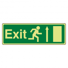Photoluminescent EC Exit Arrow Up Sign with text