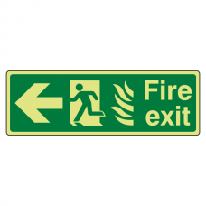 Photoluminescent NHS Fire Exit Arrow Left Sign