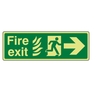 Photoluminescent NHS Fire Exit Arrow Right Sign