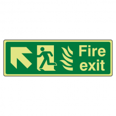 Photoluminescent NHS Fire Exit Arrow Up Left Sign