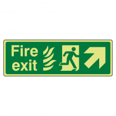 Photoluminescent NHS Fire Exit Arrow Up Right Sign