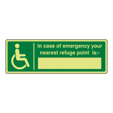 Photoluminescent In Case Of Emergency Refuge Point Is Sign