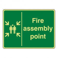 Photoluminescent Fire Assembly Point with Family Sign (Large Landscape)
