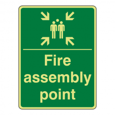Photoluminescent Fire Assembly Point with Family Sign (Portrait)