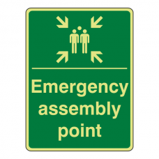 Photoluminescent Emergency Assembly Point Sign (Portrait)