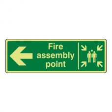 Photoluminescent Fire Assembly Point Arrow Left Sign