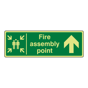 Photoluminescent Fire Assembly Point Arrow Up Sign