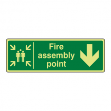 Photoluminescent Fire Assembly Point Arrow Down Sign