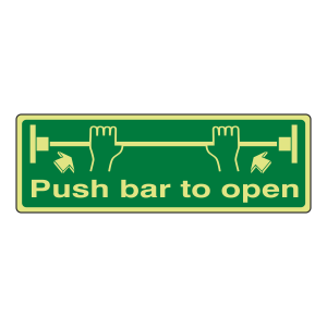 Photoluminescent Push Bar To Open Sign