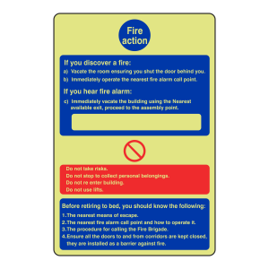 Photoluminescent Hospital-Nursing Fire Action Sign - If You Discover A Fire