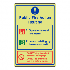 Photoluminescent Public Fire Action Routine Sign