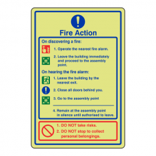 Photoluminescent General Fire Action Sign / Operate Nearest Fire Alarm