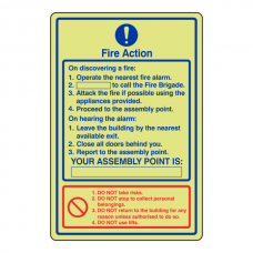 Photoluminescent General Fire Action Sign / Your Assembly Point Is