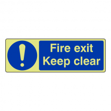 Photoluminescent Fire Exit Keep Clear Sign (Landscape)