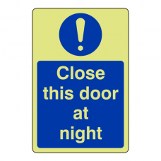 Photoluminescent Close This Door At Night Sign (Portrait)