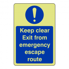 Photoluminescent Exit From Emergency Escape Route Sign (Portrait)