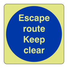 Photoluminescent Escape Route Keep Clear Sign