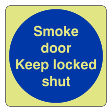 Photoluminescent Smoke Door Keep Locked Shut Sign
