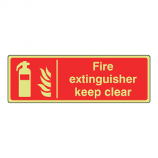Photoluminescent Fire Extinguisher Keep Clear Sign (Landscape)