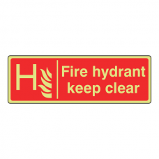 Photoluminescent Fire Hydrant Keep Clear Sign (Landscape)