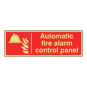 Photoluminescent Automatic Fire Alarm Control Panel Sign (Landscape)