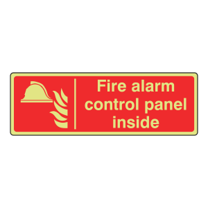 Photoluminescent Fire Alarm Control Panel Inside Sign (Landscape)