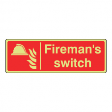 Photoluminescent Fireman's Switch Sign (Landscape)